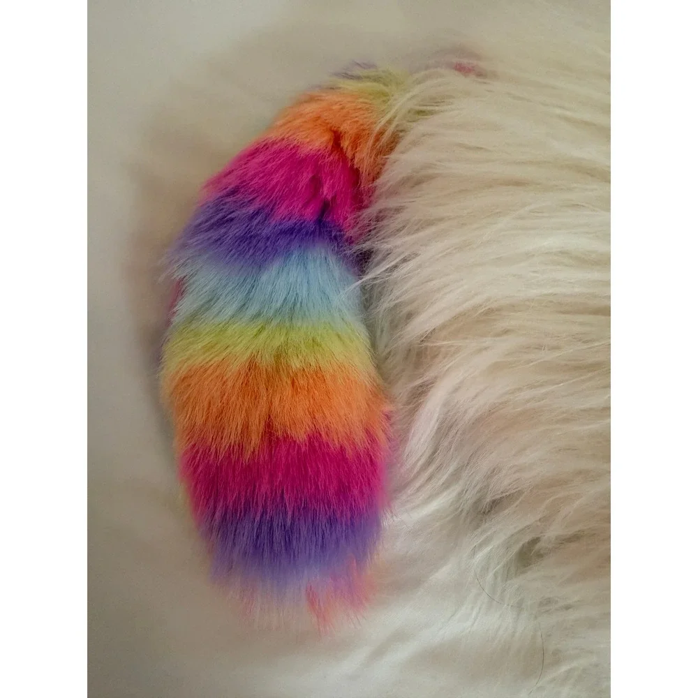 Douglas Ziggy Caticorn Rainbow Fuzzle Plush White Shaggy 16 Inch